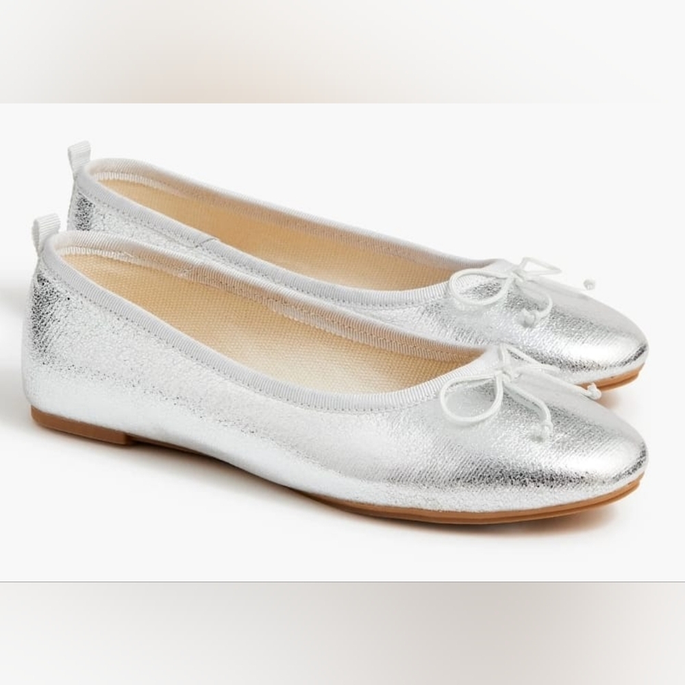 Girl's Silver Ballet Flats